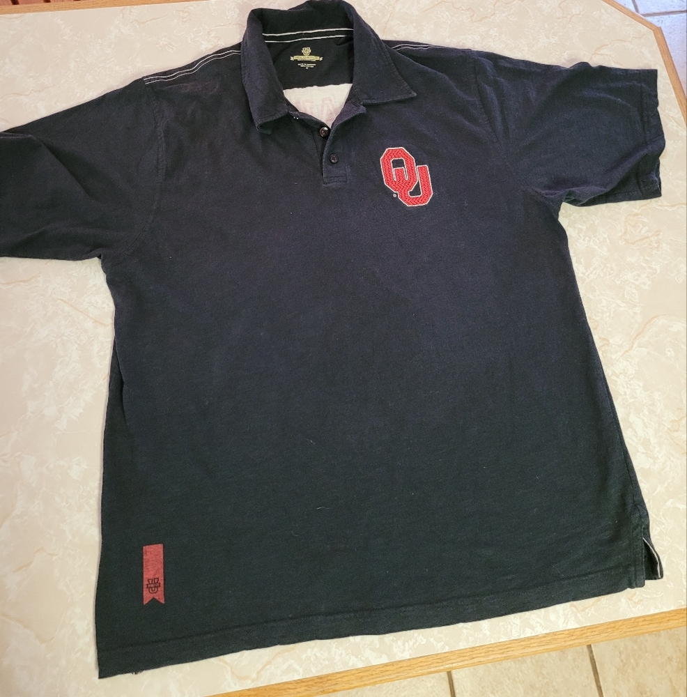Oklahoma Sooners Black Polo Shirt with Red OU Logo